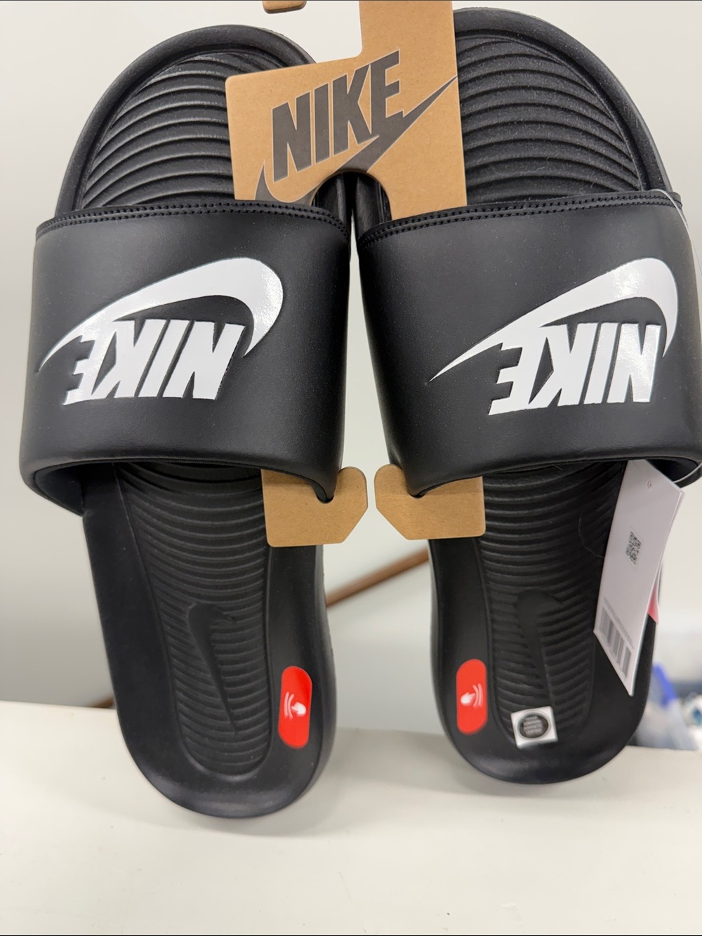 Nike Black & White Victori One Slide Sandals - 14